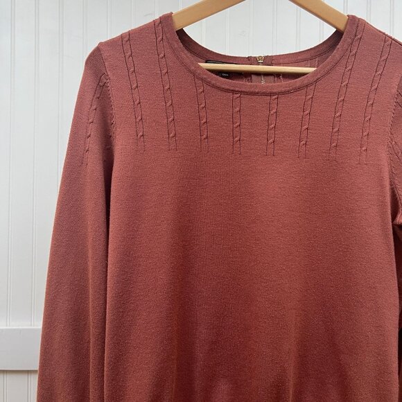 Lety and Me Women's Rust Knit Sweater Long Sleeve Drawstring Hem Pullover Size M - Picture 1 of 9
